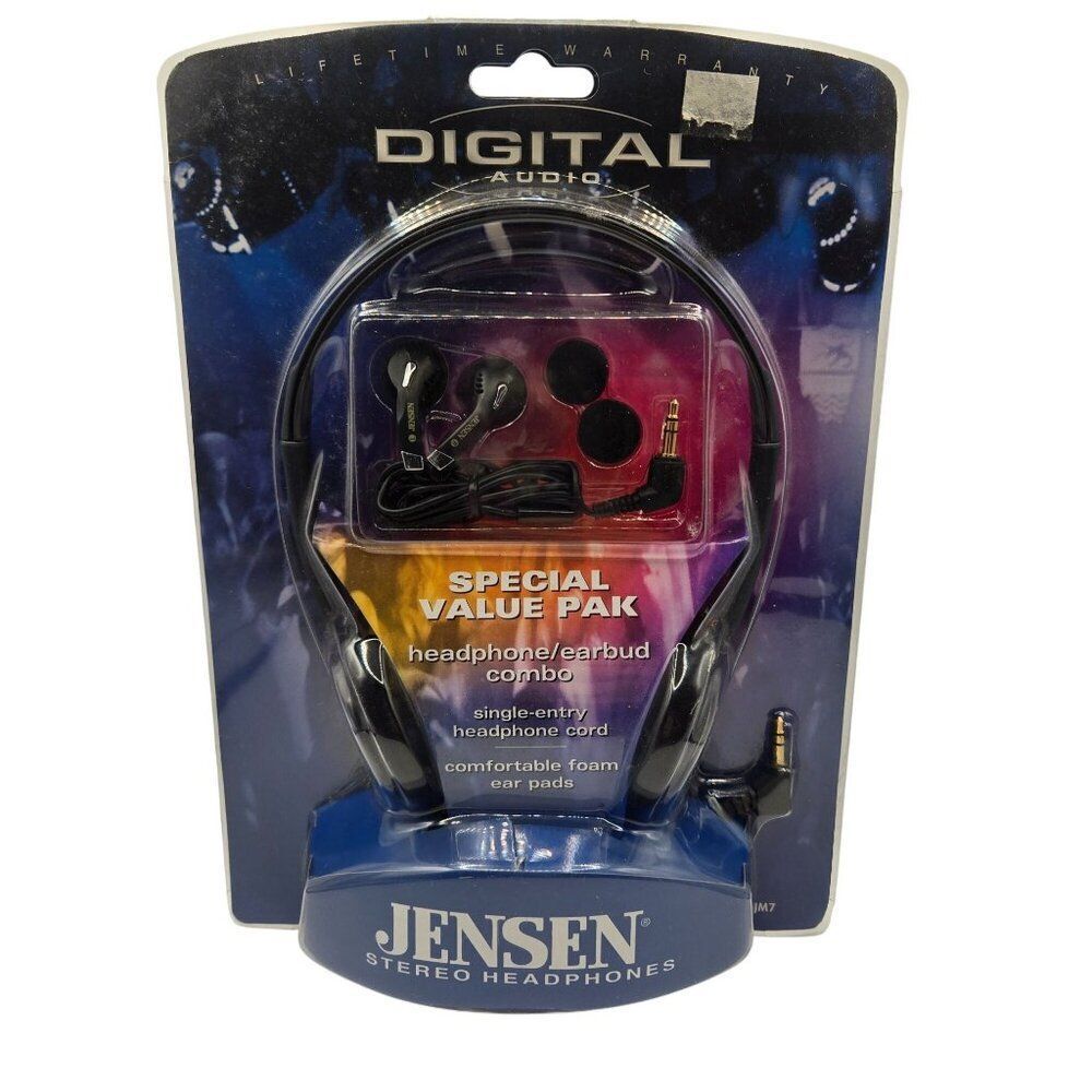 Vintage Jensen Stereo Headphones and Earbuds Combo Foam Ear Pads